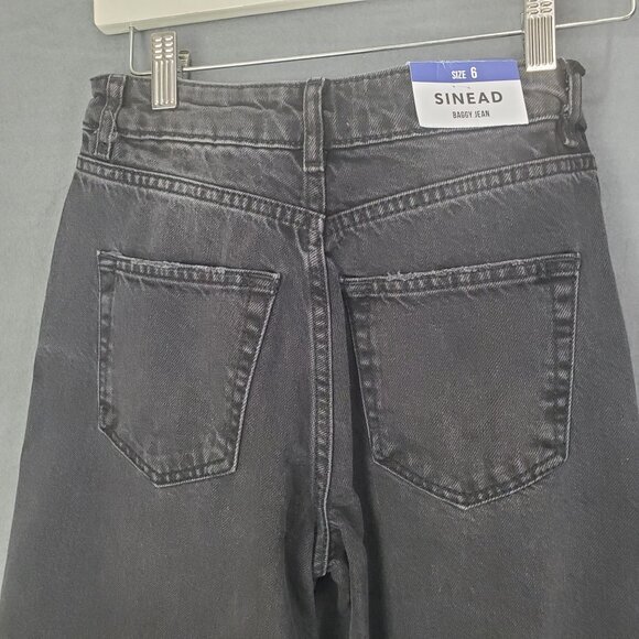 NEW LOOK Women Jeans Size 2P Sinead Baggy Ripped Knee High Rise Black Distressed - Picture 7 of 7